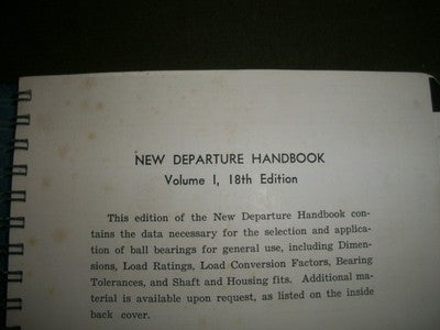 1946 OCTOBER NEW DEPARTURE HAND BOOK 18TH EDITION VOLUME 1 - II 2168