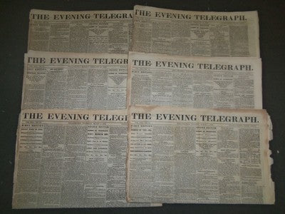 1870 THE EVENING TELEGRAPH NEWSPAPER LOT OF 24 - NICE ADVERTISEMENTS - NP 1442