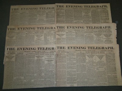 1870 THE EVENING TELEGRAPH NEWSPAPER LOT OF 24 - NICE ADVERTISEMENTS - NP 1442