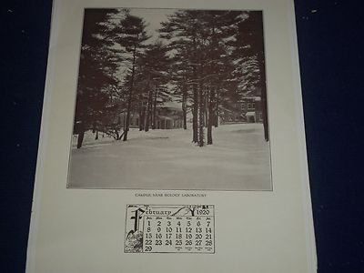 1920 AMHERST COLLEGE CALENDAR - LEATHER COVER - GREAT SPORT PHOTOS - II 9546