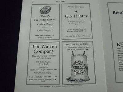1912 THE DIAL BRATTLEBORO HIGH SCHOOL MAGAZINE LOT OF 5 - GREAT INFO. - O 2340