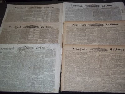1867-1883 NEW YORK TRIBUNE NEWSPAPER LOT OF 6 ISSUES - NP 1365