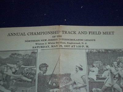 1937 MAY 29 NORTHERN NJ INTERSCHOLASTIC LEAGUE ANNUAL MEET SCORECARD - J 5533