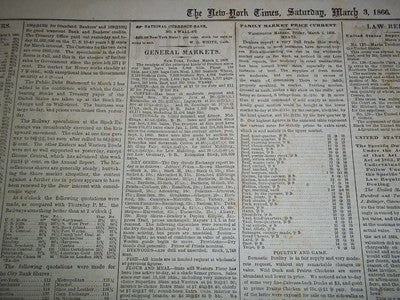 1866 MAR 3 NEW-YORK TIMES NEWSPAPER - POST-CIVIL WAR DEBATES - NP 1466