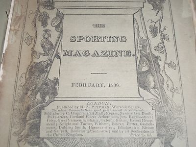 1833 THE SPORTING MAGAZINE PUB. IN LONDON LOT OF 3 - NICE ENGRAVINGS - WR 631