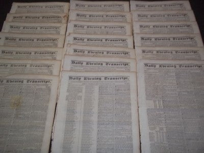 1834 NOV DAILY EVENING TRANSCRIPT NEWSPAPER LOT OF 20 - BOSTON - VOL V- NP 1448