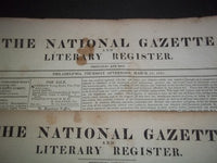 1821 MAR-APR THE NATIONAL GAZETTE & LITERARY REGISTER NEWSPAPER LOT 7 - NP 1427