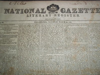 1826 NATIONAL GAZETTE & LITERARY REGISTER NEWSPAPER LOT OF 13 - NP 1432