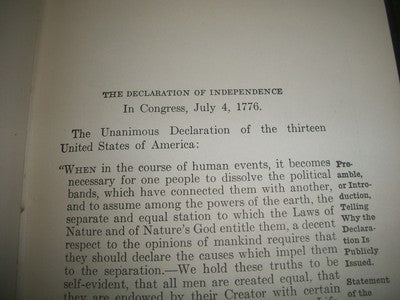 1925 DECLARATION OF INDEPENDENCE & CONSTITUTIONS OF US & NEW JERSEY BOOK- KD 781