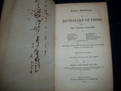 1851 MCMURTRIE'S SCIENTIFIC LEXICON SCIENTIARUM DICTIONARY OF TERMS - KD 727V