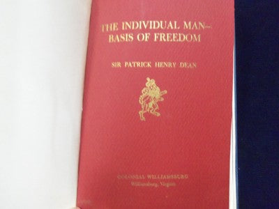 1965 MAY 29 INDIVIDUAL MAN BASIS OF FREEDOM BOOK - BY SIR PATRICK DEAN - KD 727M