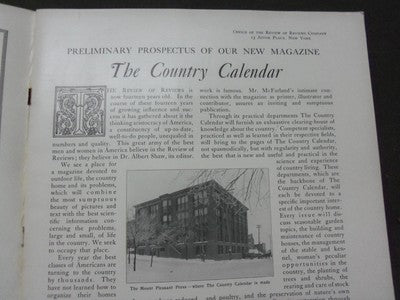 1904 NOVEMBER COUNTRY CALENDAR MAGAZINE 2ND ADVERTISING PROSPECTUS - II 4267