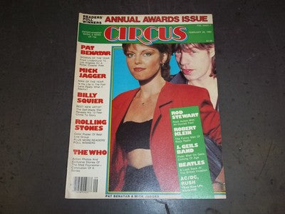 1982 FEBRUARY 28 CIRCUS MAGAZINE - MICK JAGGER - PAT BENATAR - II 4383