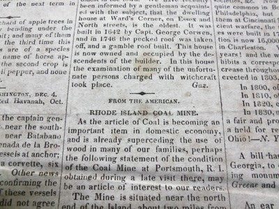 1826 DECEMBER 20 NATIONAL AEGIS NEWSPAPER - WORCESTER MASSACHUSETTS - NP 1476