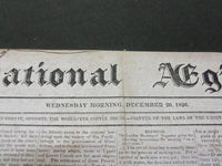 1826 DECEMBER 20 NATIONAL AEGIS NEWSPAPER - WORCESTER MASSACHUSETTS - NP 1476
