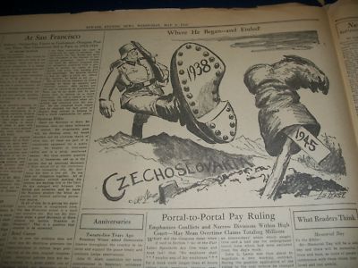 1945 MAY 9 NEWARK EVENING NEWS NEWSPAPER WWI HERMANN GOERING SEIZED - NP 1011