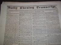 1834 DEC DAILY EVENING TRANSCRIPT NEWSPAPER LOT OF 18 - BOSTON - VOL V- NP 1449
