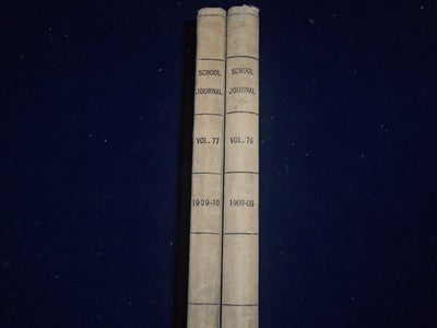 1908-1910 SCHOOL JOURNAL BOUND VOLUME LOT OF 2 - VOL 76+77 - NICE ADS - KD 726E