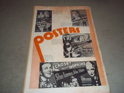 1934 SHE LOVES ME NOT MOVIE PRESS BOOK STARS BING CROSBY & MIRIAM HOPKINS - P 47