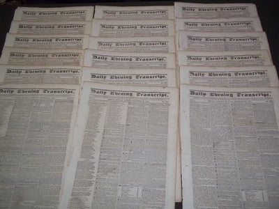 1834 DEC DAILY EVENING TRANSCRIPT NEWSPAPER LOT OF 18 - BOSTON - VOL V- NP 1449