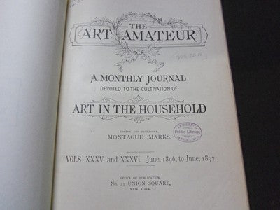 1896-1897 ART AMATEUR MAGAZINE BOUND VOLUME - GREAT ILLUSTRATIONS - KD 3047