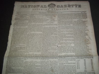 1829 NATIONAL GAZETTE & LITERARY REGISTER NEWSPAPER LOT OF 25 - NP 1429