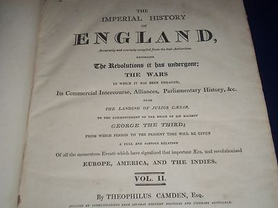 1810-11 IMPERIAL HISTORY OF ENGLAND BY THEOPHILUS CAMDEN VOL. LOT OF 2 - KD 1360