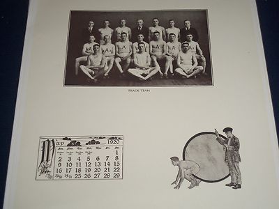 1920 AMHERST COLLEGE CALENDAR - LEATHER COVER - GREAT SPORT PHOTOS - II 9546