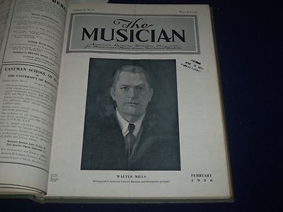 1936 JANUARY-DECEMBER THE MUSICIAN BOUND VOL NO. 41 - GREAT PHOTOS/ADS - KD 1762