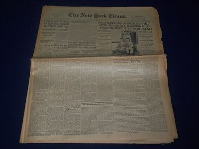 1930 JUNE 27 NEW YORK TIMES NEWSPAPER - OCEAN FLIERS LAND AT ROOSEVELT - NP 991