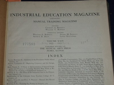 1922 JULY-1923 JUNE INDUSTRIAL EDUCATION MAGAZINE VOL. NO. 24 - PHOTOS - KD 1171