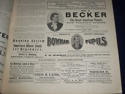 1904 FEBRUARY 24 MUSICAL COURIER MAGAZINE - NINA DAVID COVER - ADS - J 1262