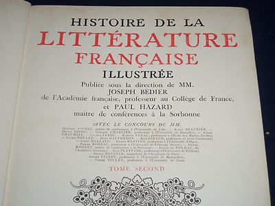 1924 HISTOIRE DE LA LITTERATURE FRANCAISE ILLUSTREE FRENCH VOLUME NO 2 - KD 1267