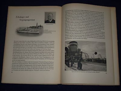 1937 NEUNZIG JAHRE HAMBURN-AMERIKA LINIE GERMAN BOOK - PHOTOS - MAP - KD 1357