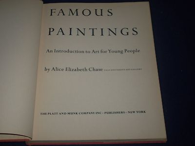 1951 FAMOUS PAINTINGS ART FOR YOUNG PEOPLE HARDCOVER BOOK ALICE CHASE - KD 1594