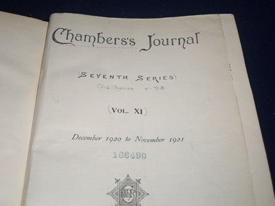 1920 DEC-1921 NOV CHAMBERS'S JOURNAL SEVENTH SERIES VOLUME NO. 98 - KD 1168