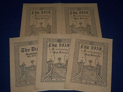 1912 THE DIAL BRATTLEBORO HIGH SCHOOL MAGAZINE LOT OF 5 - GREAT INFO. - O 2340