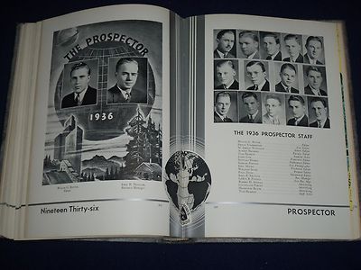 1936 PROSPECTOR COLORADO SCHOOL OF MINES YEARBOOK - GREAT PHOTOS - YB 99