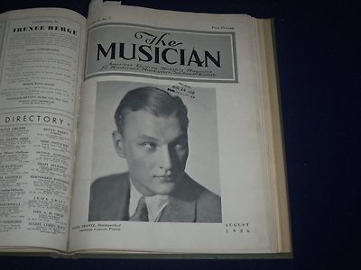 1936 JANUARY-DECEMBER THE MUSICIAN BOUND VOL NO. 41 - GREAT PHOTOS/ADS - KD 1762