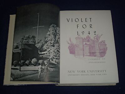 1942 VIOLET NEW YORK UNIVERSITY YEARBOOK + CORPS PROGRAM - NICE PHOTOS - YB 92