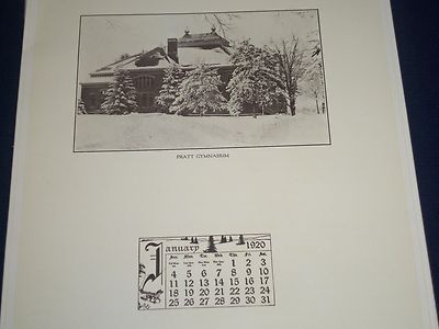 1920 AMHERST COLLEGE CALENDAR - LEATHER COVER - GREAT SPORT PHOTOS - II 9546
