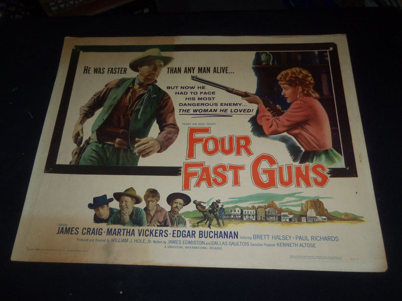 1960 FOUR FAST GUNS 1/2 SHEET MOVIE POSTER - JAMES CRAIG, EDGAR BUCHANAN - P 473