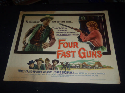 1960 FOUR FAST GUNS 1/2 SHEET MOVIE POSTER - JAMES CRAIG, EDGAR BUCHANAN - P 473