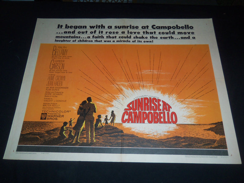 1960 SUNRISE AT CAMPOBELLO 1/2 SHEET MOVIE POSTER - RALPH BELLAMY - P 416