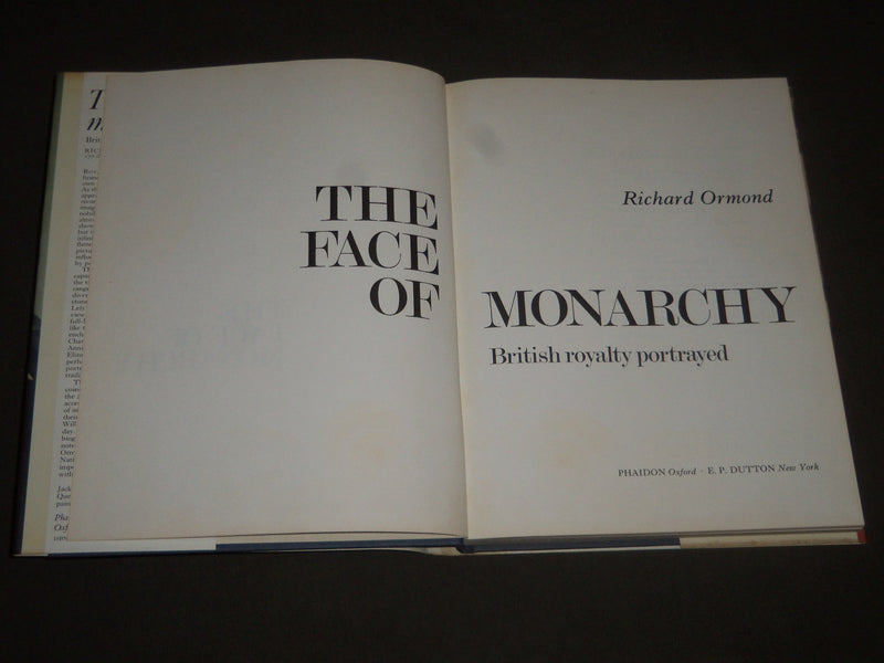 1977 THE FACE OF MONARCHY BY RICHARD ORMOND HARDCOVER BOOK - I 825