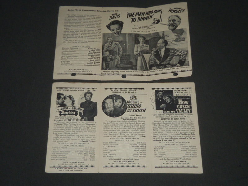 1939-1942 PLAZA THEATRE MOVIE PROGRAMS LOT OF 6 - WIZARD OF OZ - O 1737