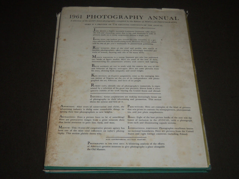1961 PHOTOGRAPHY ANNUAL EDITED BY POPULAR PHOTOGRAPHY BOOK - I 899