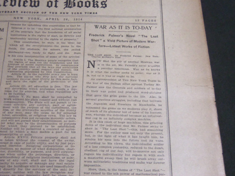 1913-1919 NEW YORK TIMES REVIEW OF BOOK SECTIONS LOT OF 14 DIFFERENT - NP 2689