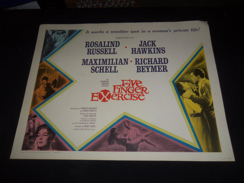 1962 FIVE FINGER EXERCISE 1/2 SHEET MOVIE POSTER - ROSALIND RUSSELL - P 404