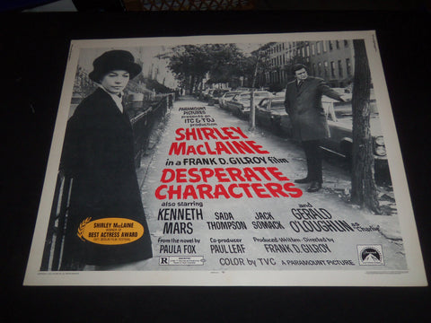 1971 DESPERATE CHARACTERS 1/2 SHEET MOVIE POSTER - SHIRLEY MACLAINE - P 365
